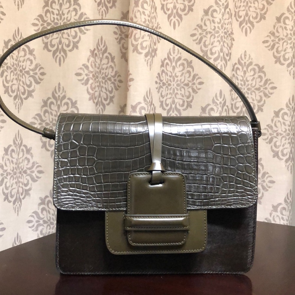 Devi Kroell Crocodile and Pony Large Sutton Bag